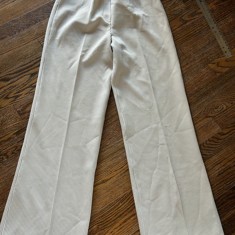 JCPenney Women's Wide Leg Pants - Tan and White Stripes